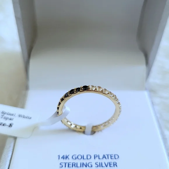 Shivam Black🖤 Spinel and White Topaz Gemstones Eternity♾️ Ring💍 - Picture 1 of 16